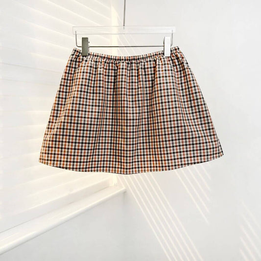 Classic Plaid Drawstring Mini Skirt