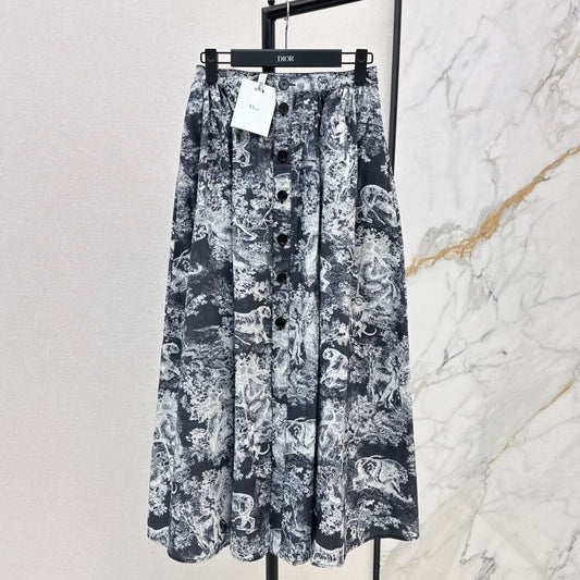 Minimalist Pleated Button-Up Midi Skirt