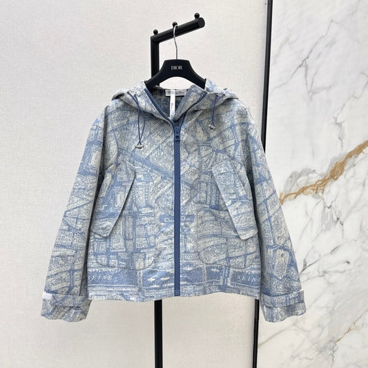 Classic Pattern Oversized Hooded Jacket