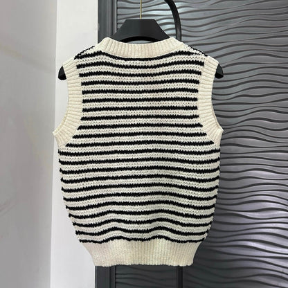 Casual Style Striped Knitted Vest