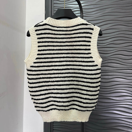 Casual Style Striped Knitted Vest