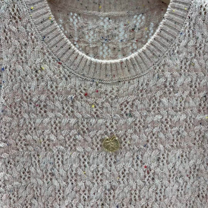 Minimalist Crewneck Lace-Knit Sleeveless Top