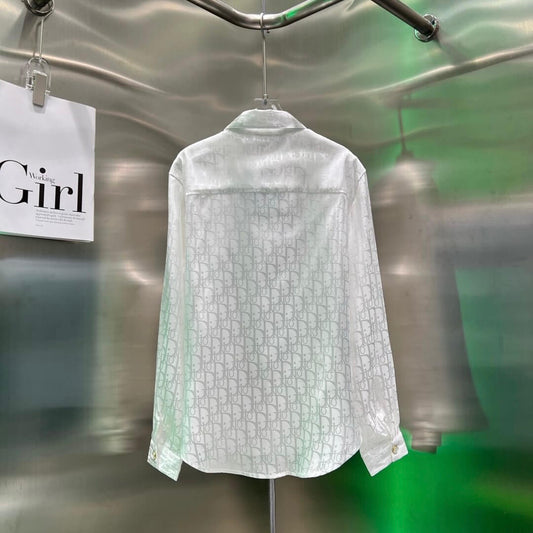 Fashionable Pearlescent Jacquard Fabric Letter Embroidery Shirt