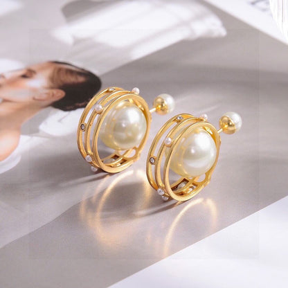 Elegant Pearl-Accented Round Earrings