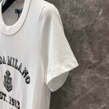 Diamond-Encrusted Letter Print Short Sleeve