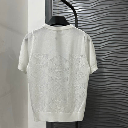 Versatile Diamond Pattern Round-Neck T-Shirt