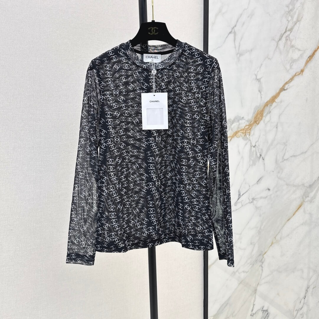 Trendy Sheer Mesh Long Sleeve Top