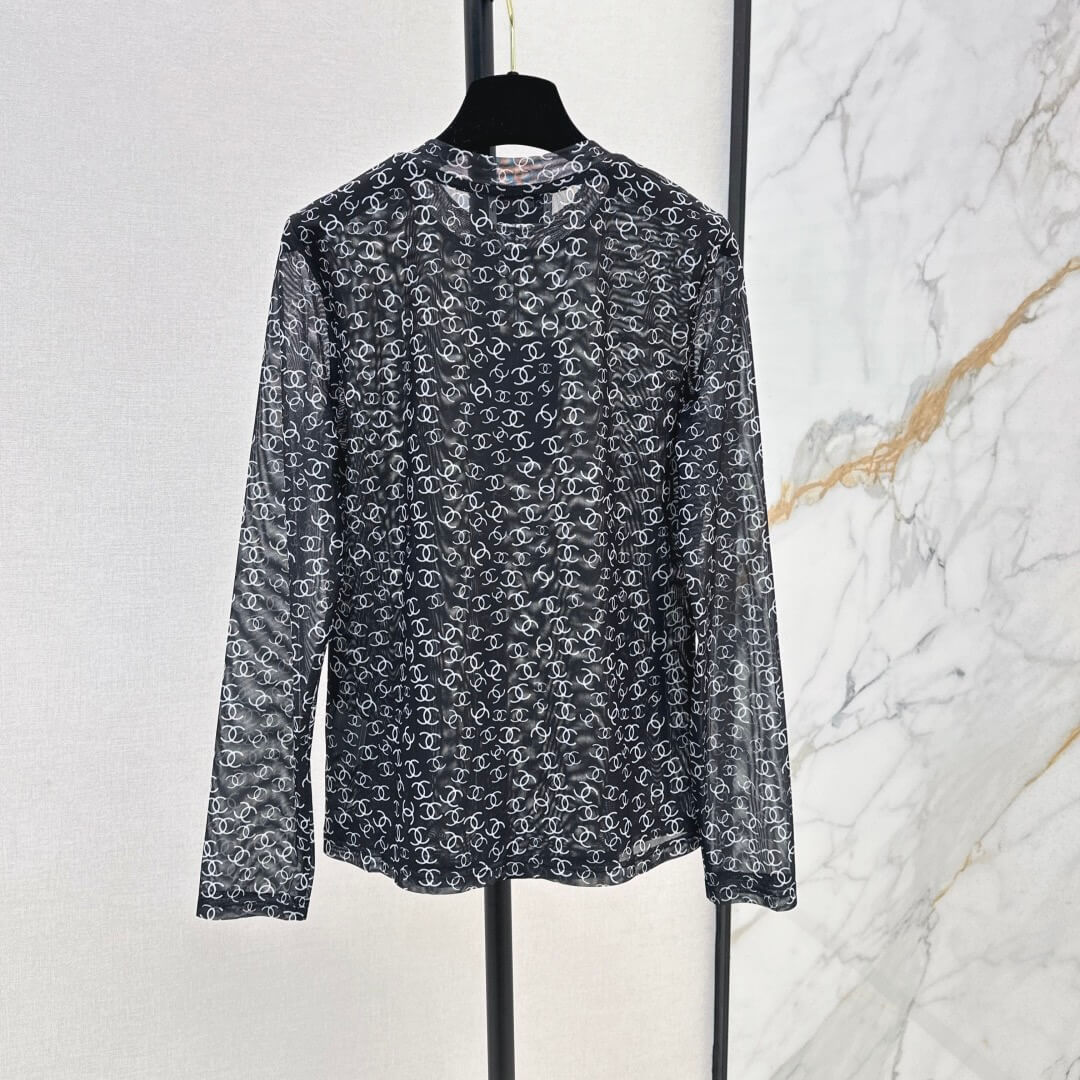 Trendy Sheer Mesh Long Sleeve Top
