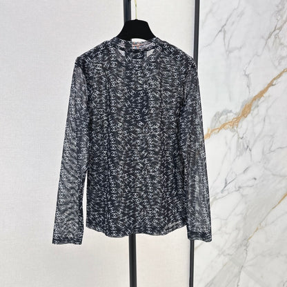 Trendy Sheer Mesh Long Sleeve Top