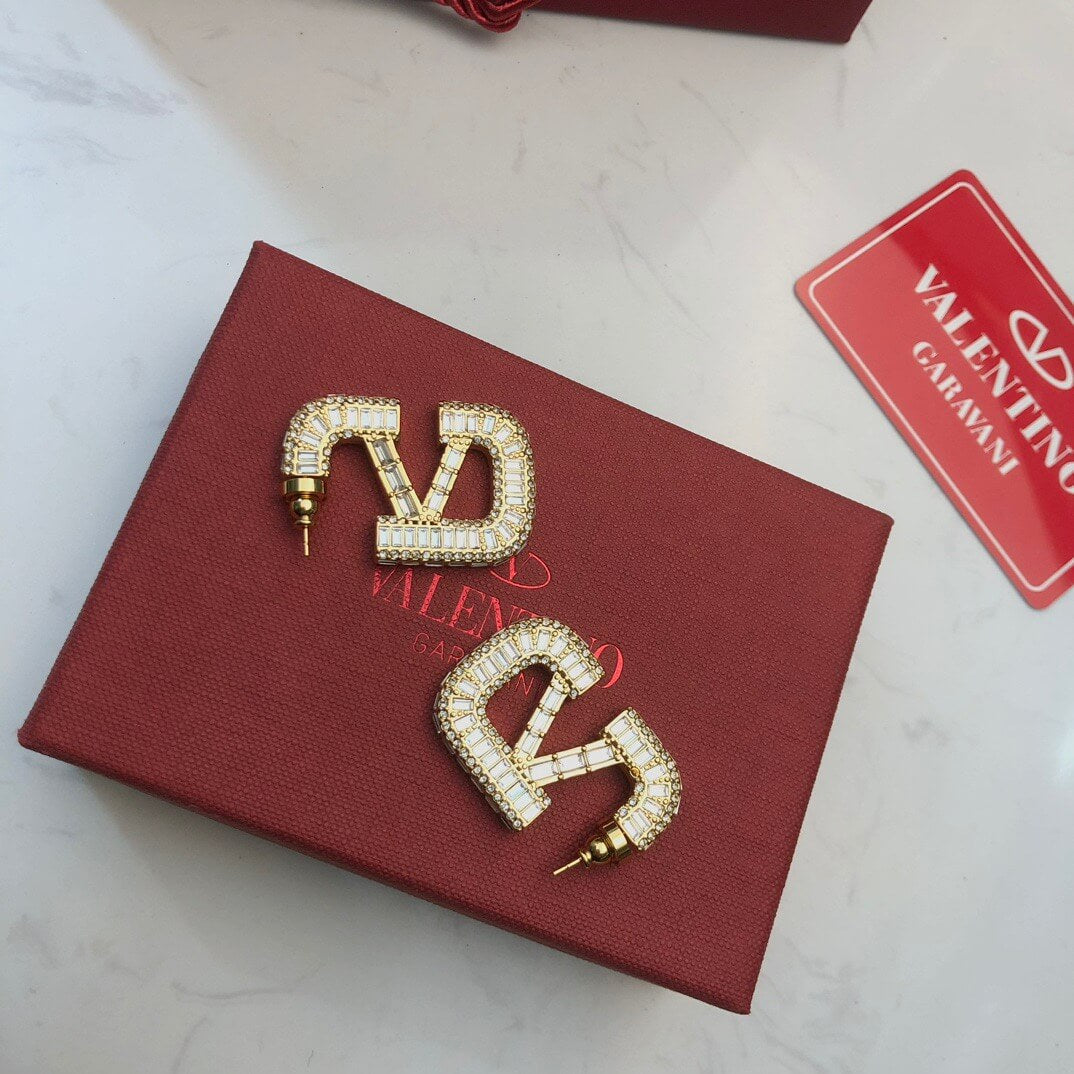 Classic Designed Full-Diamond Earrings