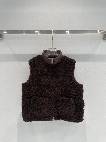 Fashionable Plush-Textured Down Vest