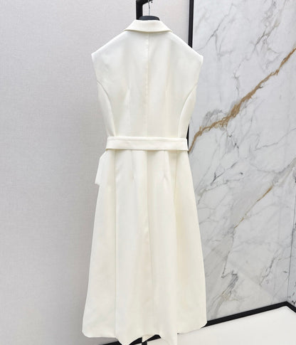 Angled-Button Wrap Dress with Belted Waist