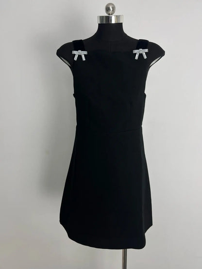 Diamond Bow-Embellished Sleeveless Dress