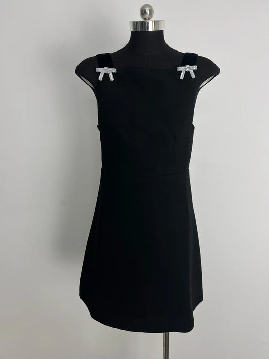 Diamond Bow-Embellished Sleeveless Dress