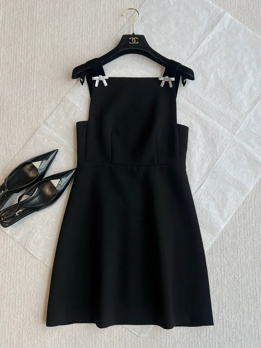 Diamond Bow-Embellished Sleeveless Dress