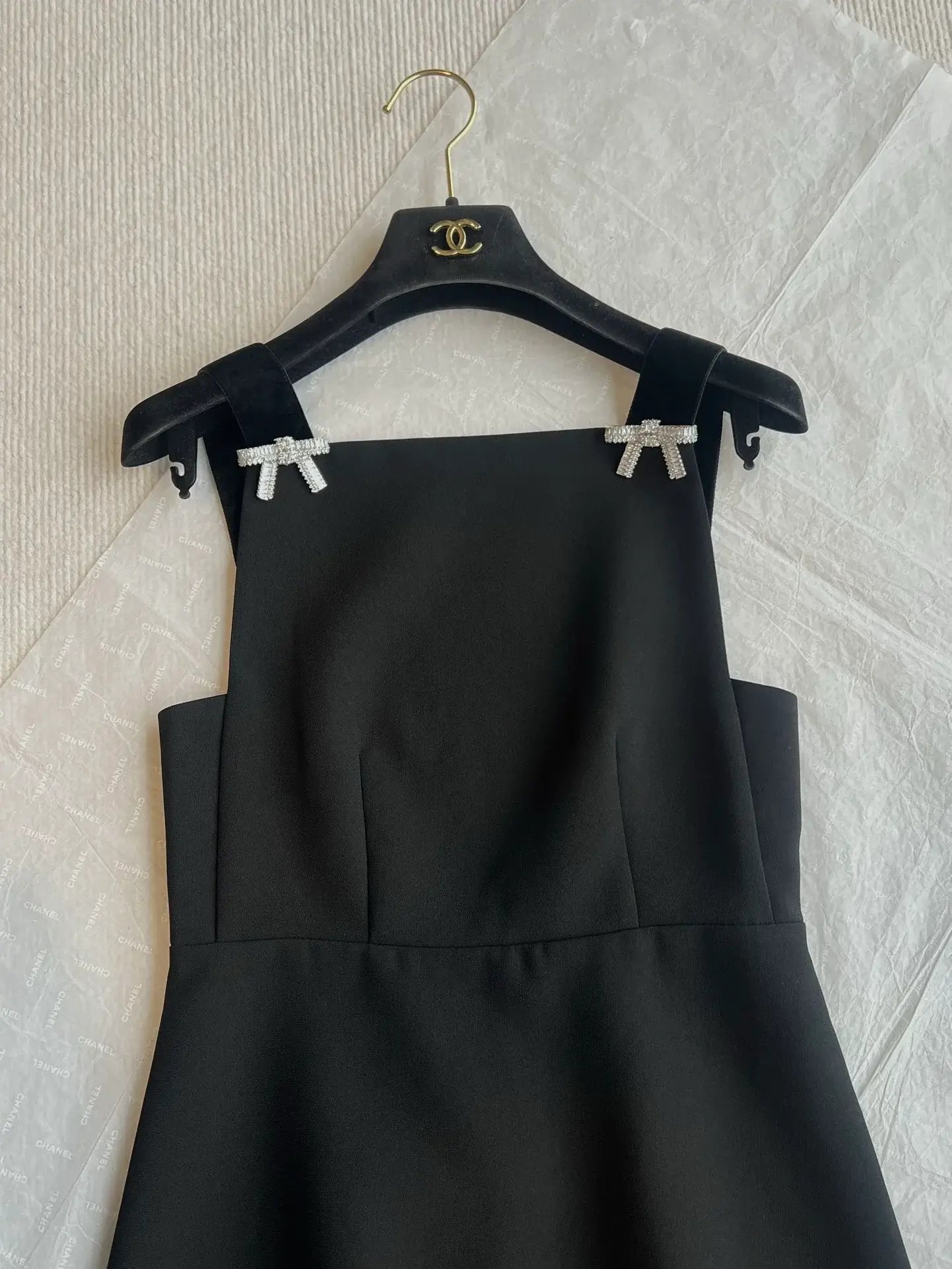 Diamond Bow-Embellished Sleeveless Dress