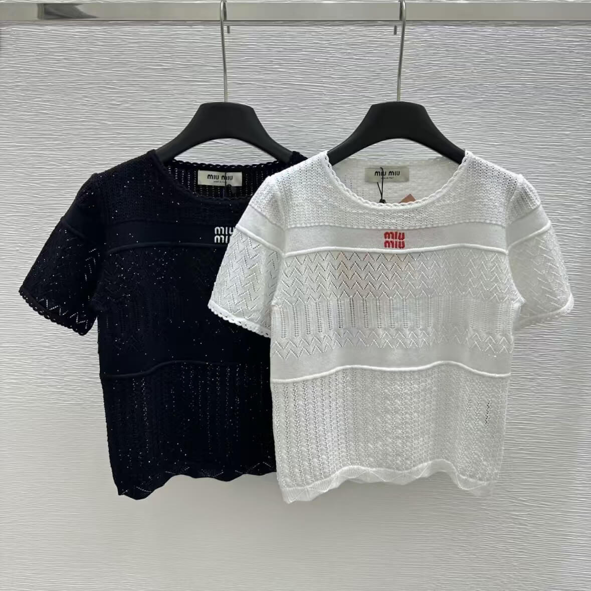 Fashionable Slightly Sheer Knitted Short Sleeve