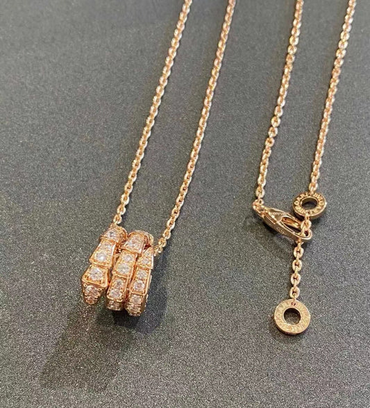Snake-shaped Full Diamond Necklace
