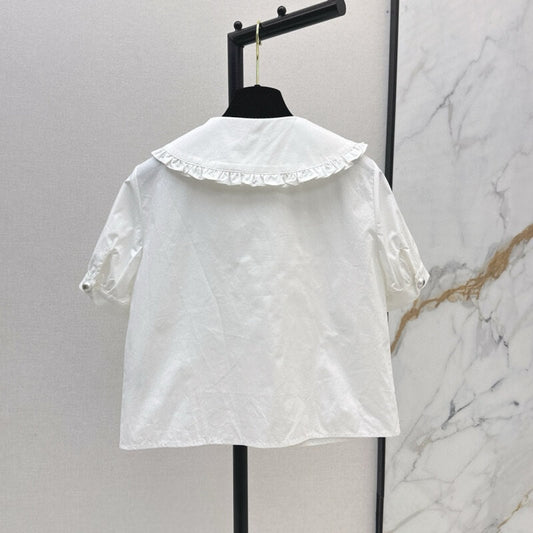Elegant Wide Lapel Short Sleeve Top