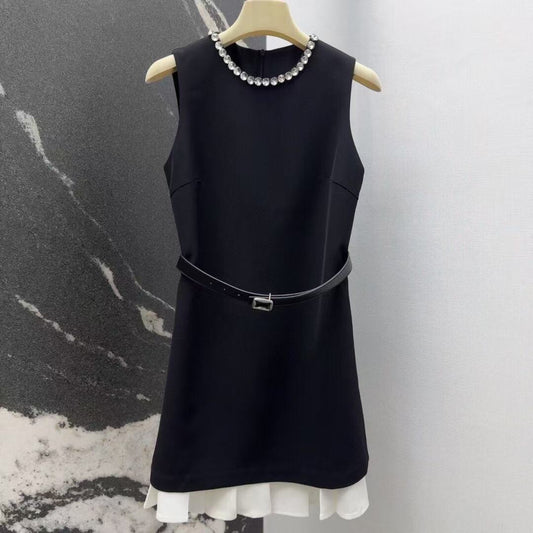 Elegant Black Dress with Diamond Accents