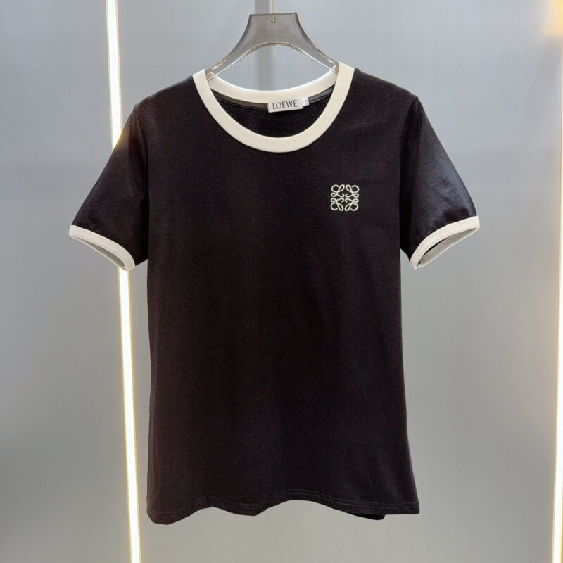 Minimalist Color-Block Embroidered T-Shirt