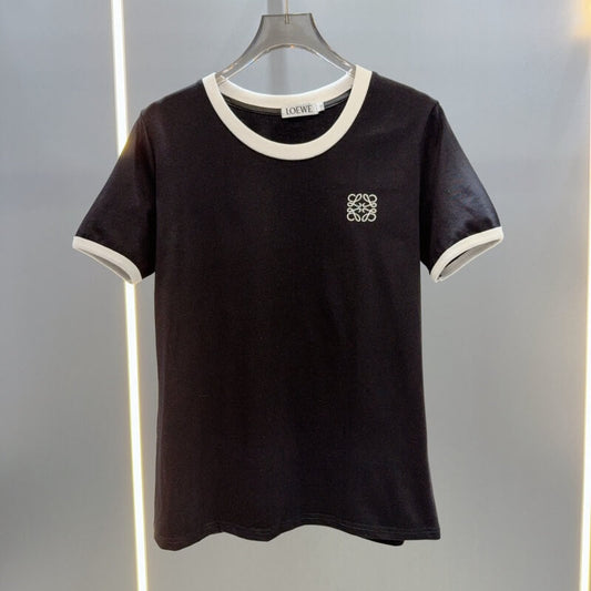 Minimalist Color-Block Embroidered T-Shirt