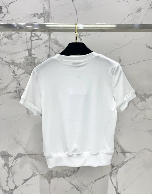 Colorful Rhinestone Letter T-Shirt