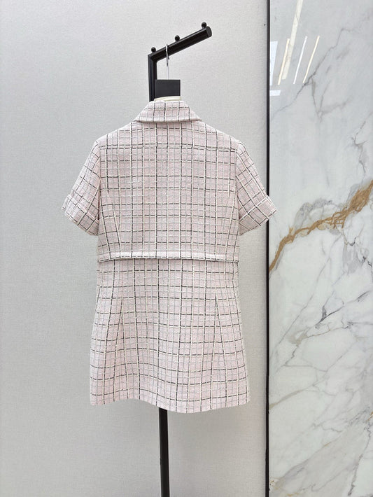 Elegant Long Tweed-Style Summer Jacket