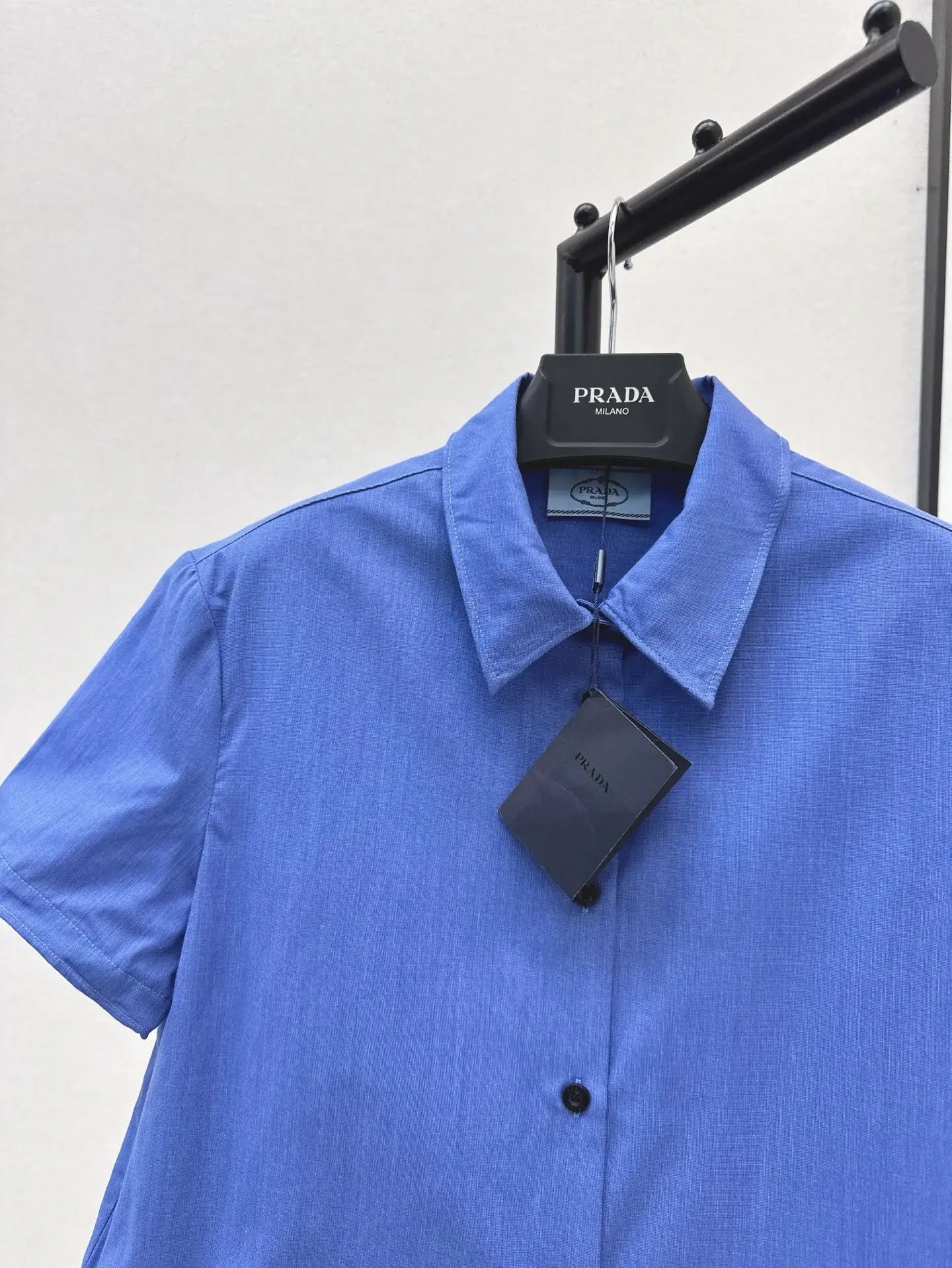 Trendy Blue Solid Color Polo Short Sleeve