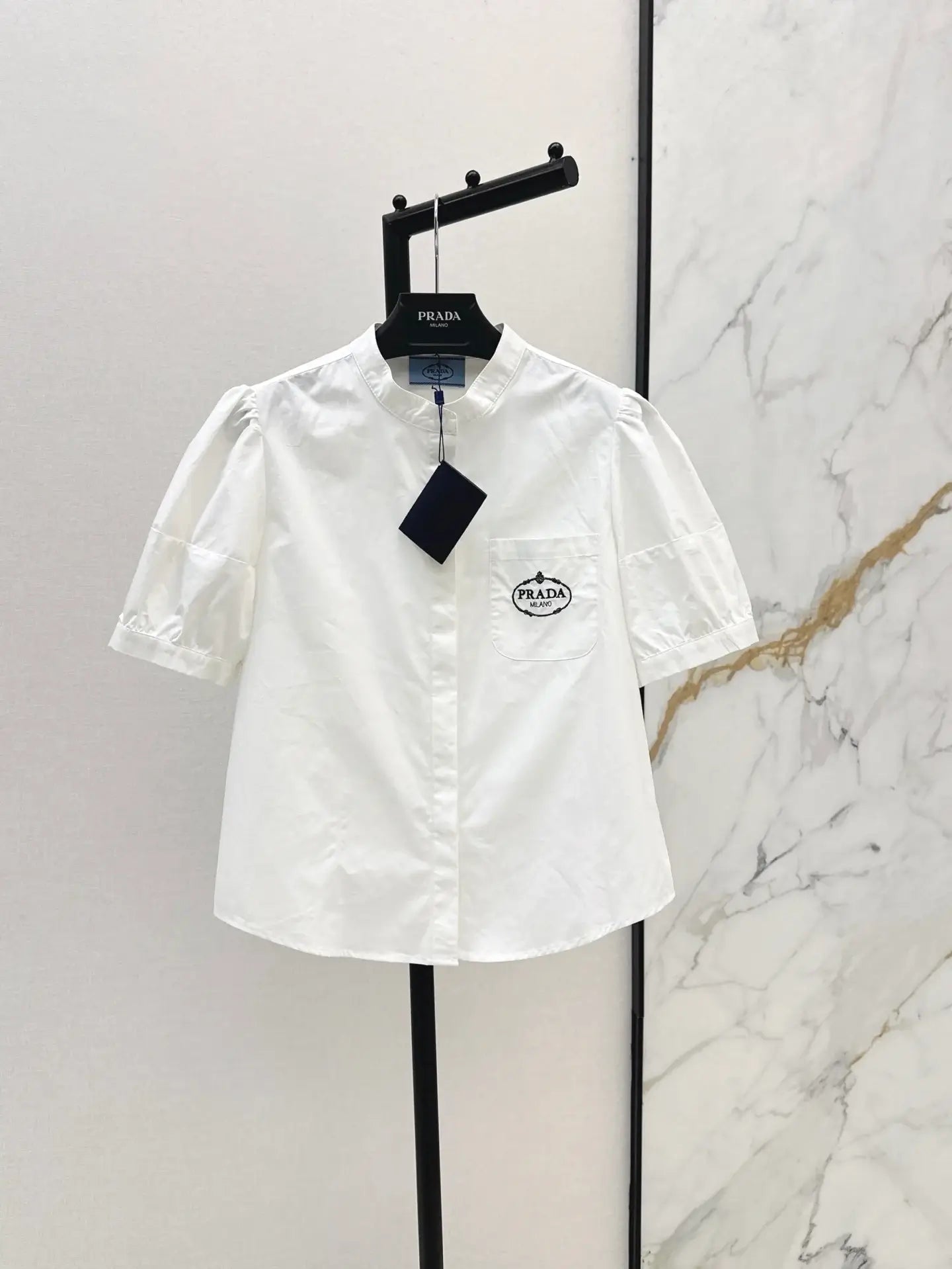 Pocket-Embroidered Solid Color Polo Short Sleeve