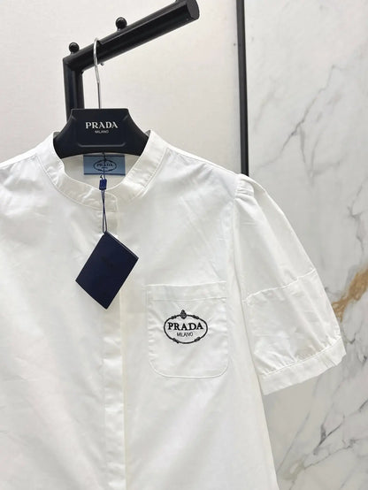Pocket-Embroidered Solid Color Polo Short Sleeve
