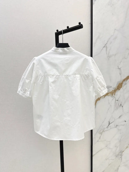Pocket-Embroidered Solid Color Polo Short Sleeve