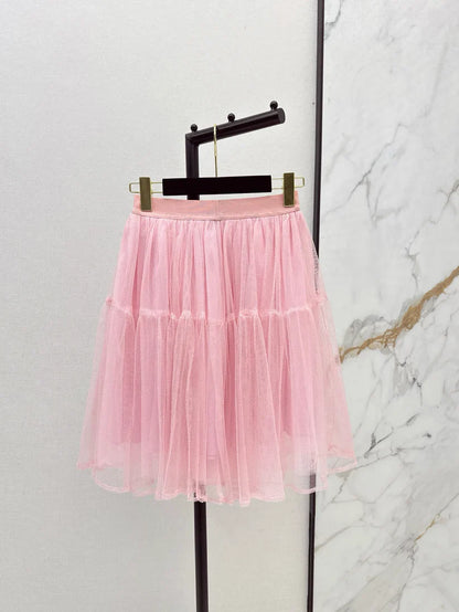 Side-Decorated Tulle Fluffy Mini Skirt
