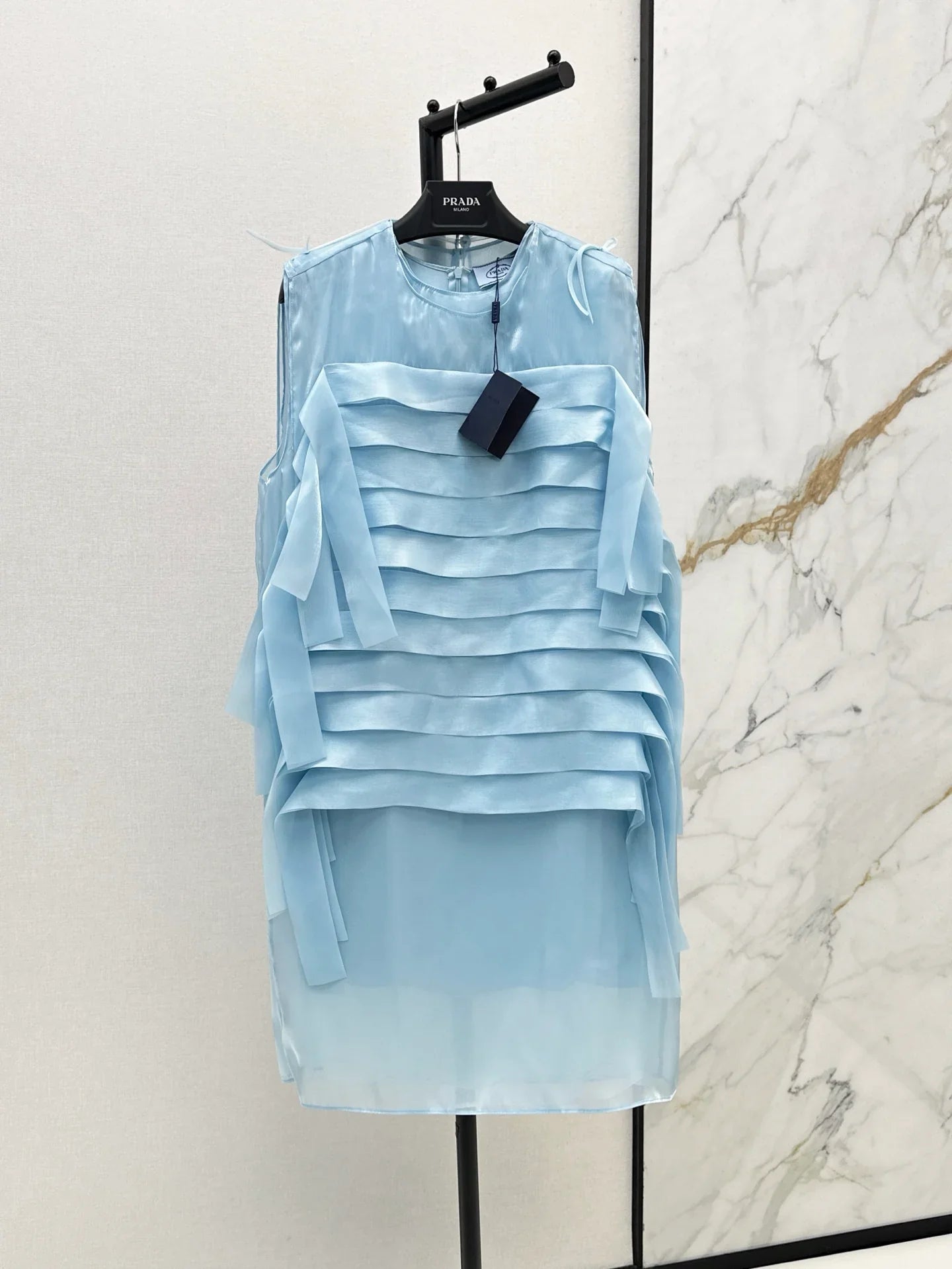 Elegant Blue Tiered Design Dress