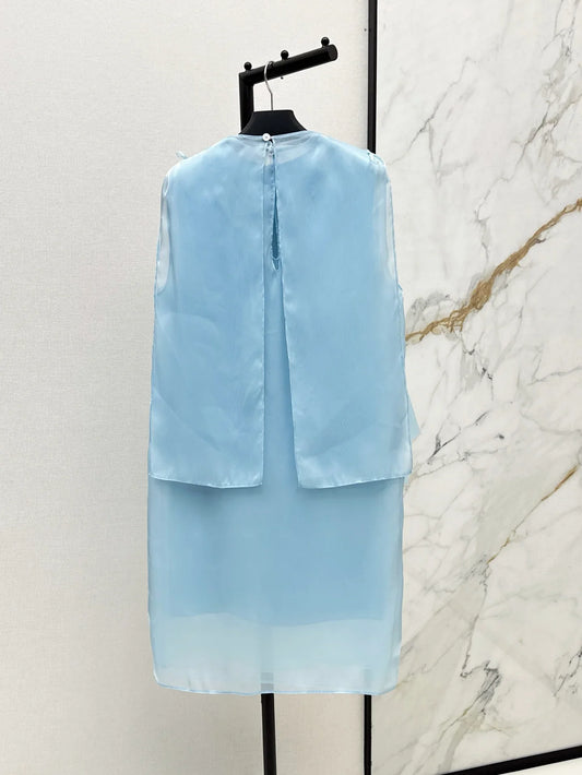 Elegant Blue Tiered Design Dress