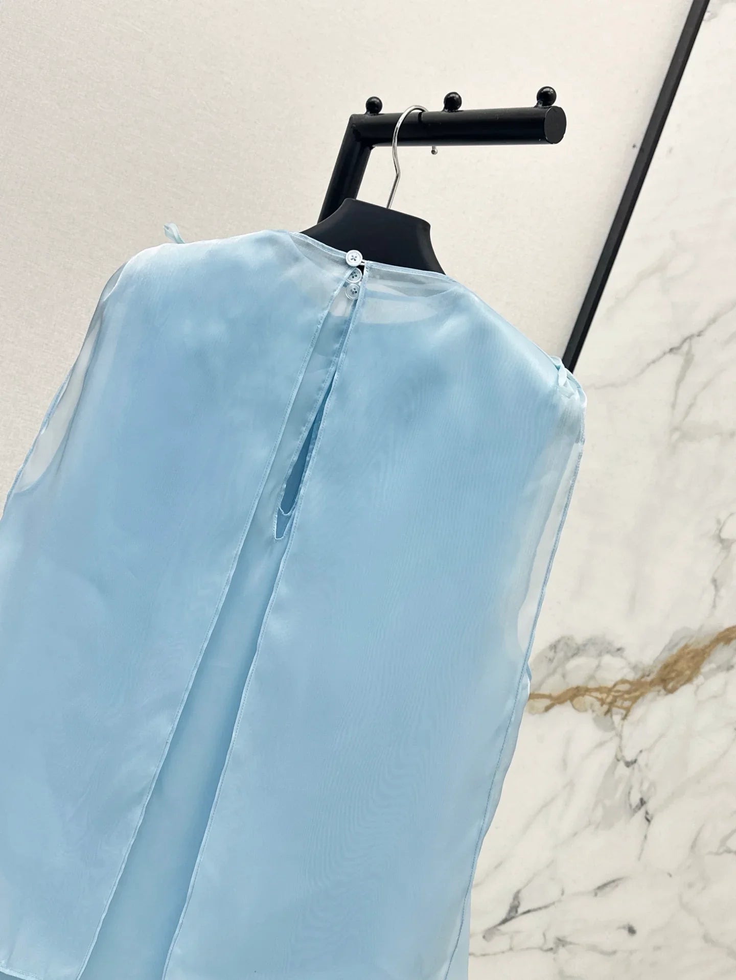 Elegant Blue Tiered Design Dress