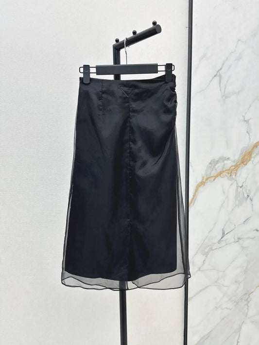 Trendy Double-Layer Mesh Bodycon Skirt