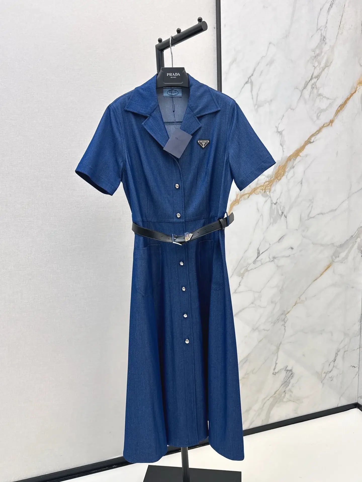 Classic Triangle-Embellished Bestseller Denim Dress