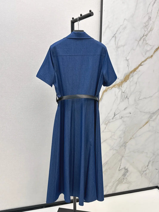 Classic Triangle-Embellished Bestseller Denim Dress