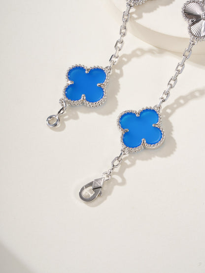Trendy Blue Floral Link Bracelet