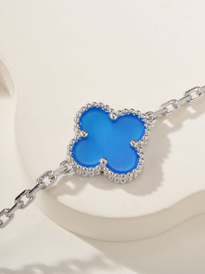 Trendy Blue Floral Link Bracelet