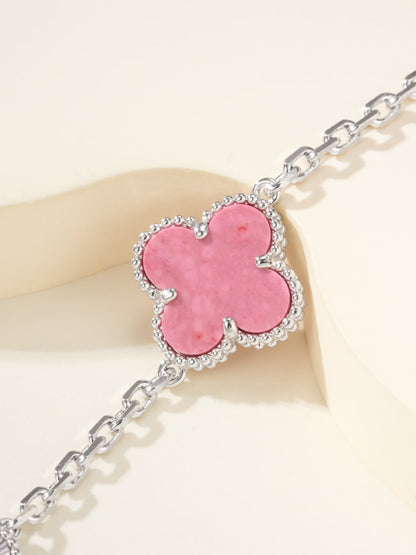 Trendy Pink Floral Link Bracelet