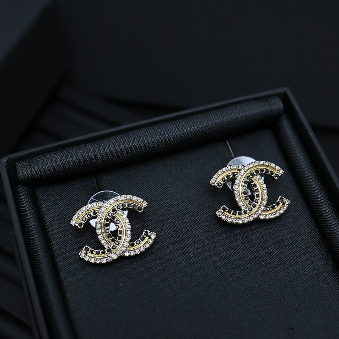Modern Black & White Diamond Studs