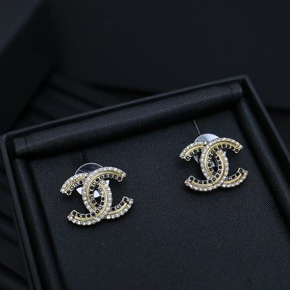 Modern Black & White Diamond Studs