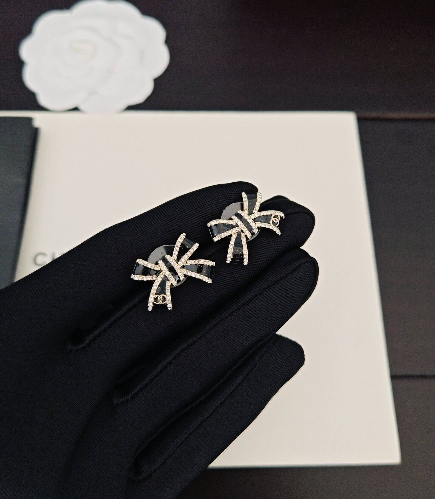 Diamond Bow Stud Earrings