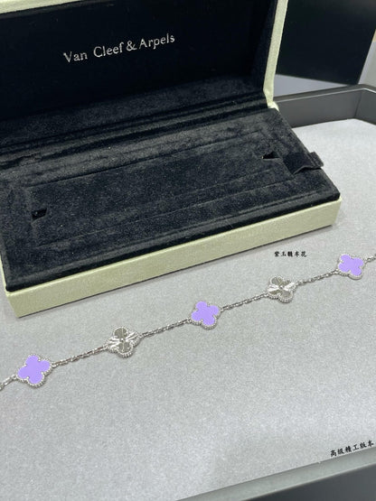 Classic Purple Clover Charm Bracelet