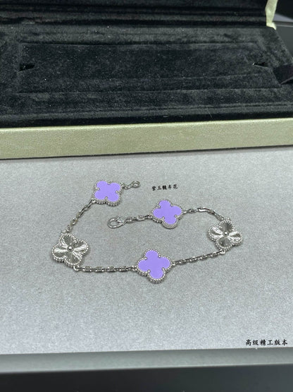 Classic Purple Clover Charm Bracelet