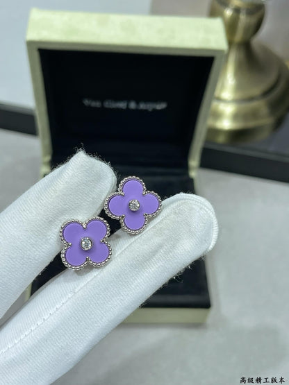 Minimalist Amethyst Clover Studs