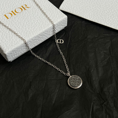 Vintage Brass Round Pendant Necklace