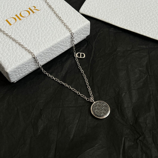 Vintage Brass Round Pendant Necklace
